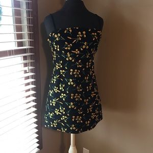 Urban Outfiters yellow flower embroidered dress